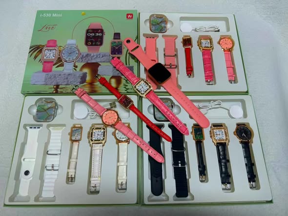 Smartwatch Luxury I-530 Mini Smart Watch For Ladies, 3 Leather Analog Watch, Smartwatch, 2 Extra Straps