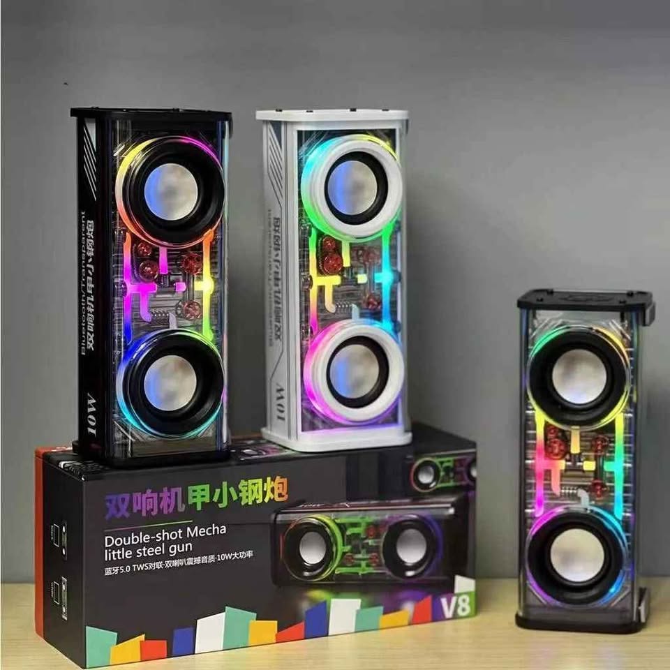 V8 Transparent 10W RGB Colorful lights Bluetooth Speaker